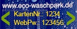 Kartennummer und Passwort bei Registrierung auf eco Waschpark eingeben